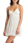 Rya Collection True Love Pleated Floral Applique Chemise In Ivory