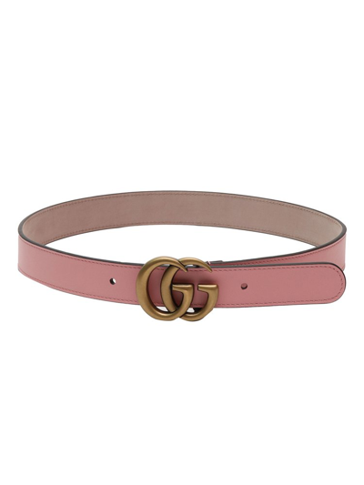 Gucci Kids Logo Plaque Buckle Belt In Pink