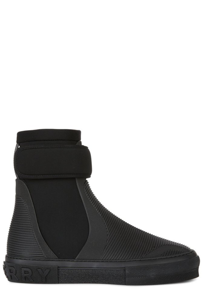 Burberry Stretch Nylon And Rubber Sub High-top Sneakers In Black