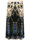 Etro New Orleans Floral-print Pleated Midi Skirt In Black