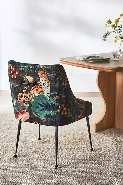 Anthropologie Velvet Lena Elowen Dining Chair In Pink