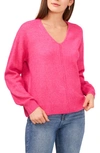 Vince Camuto V Neck Cozy Sweater In Legacy Pink