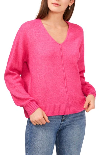 Vince Camuto V Neck Cozy Sweater In Legacy Pink