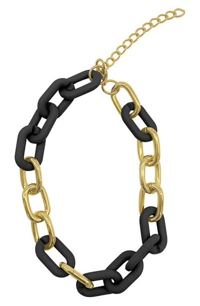 Adornia Two-tone Oversize Link Necklace In Black