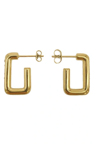 Adornia 14k Gold Plated Rectangle Hoop Earrings In Yellow