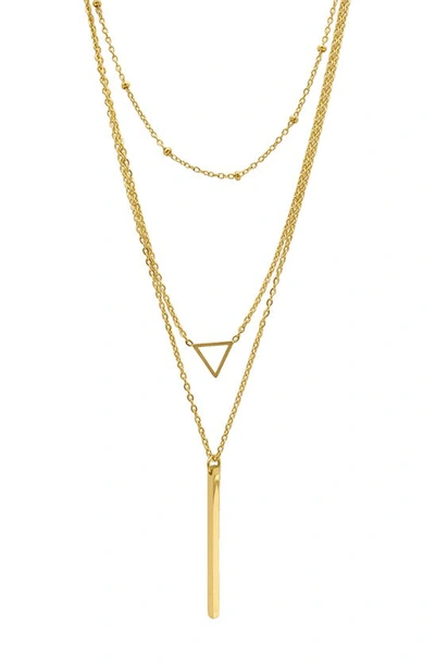 Adornia 14k Gold Plated Layered Bar Pendant Necklace In Yellow