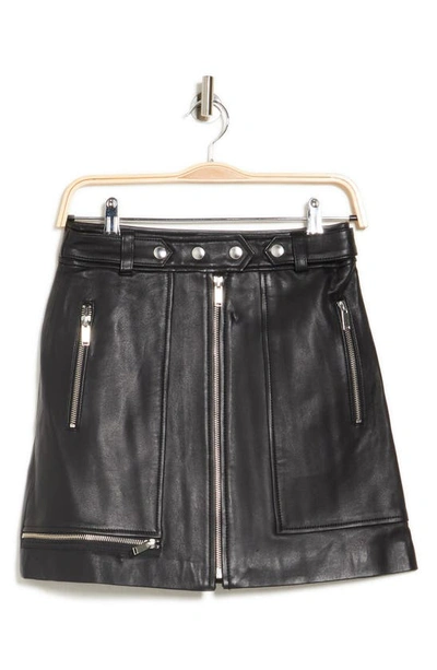 Ena Pelly Core New Yorker Leather Mini Skirt In Black Silver Smooth