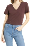 Madewell Whisper Cotton V-neck T-shirt In Chocolate Raisin