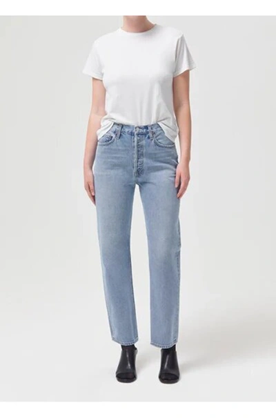 Agolde Womens Flash (med Marble Ind) Harper Straight-leg Mid-rise Denim Jeans In Ruminate