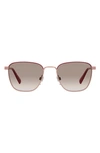 Levi's 52mm Gradient Rectangular Sunglasses In Burgundy Pink / Brown