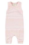 Paigelauren Babies' French Terry Sleeveless Romper In Pink Multi Stripe