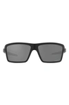 Oakley 63mm Polarized Oversize Rectangular Sunglasses In Matte Black