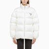 PRADA WHITE RE-NYLON PADDED JACKET WITH LOGO