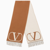VALENTINO CAMEL AND IVORY-COLOURED JACQUARD SCARF