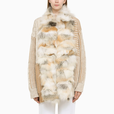 Swd By S.w.o.r.d. Beige And Ivory-coloured Fur Cardigan In White