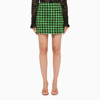 Msgm Houndstooth-print Wool Mini Skirt In Green