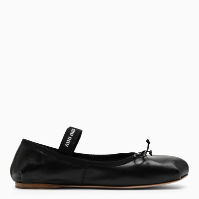 Miu Miu Black Leather Ballerinas