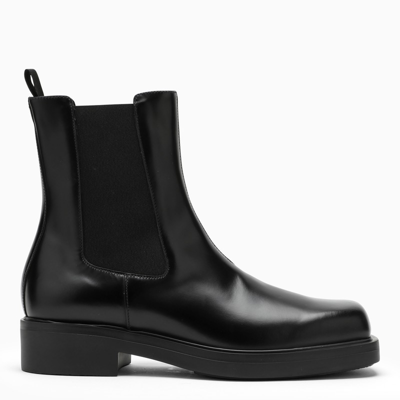 Prada Beatles Ankle Boot In Black Leather