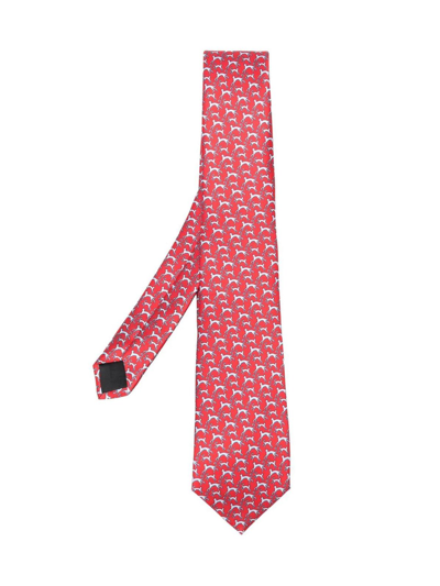 Lanvin Cat-print Silk Tie In Multicolor