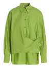Low Classic Wrap-around Asymmetric Shirt In Green