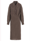 Lemaire Twisted Dress With Straight Collar And Buttons In Burgundy