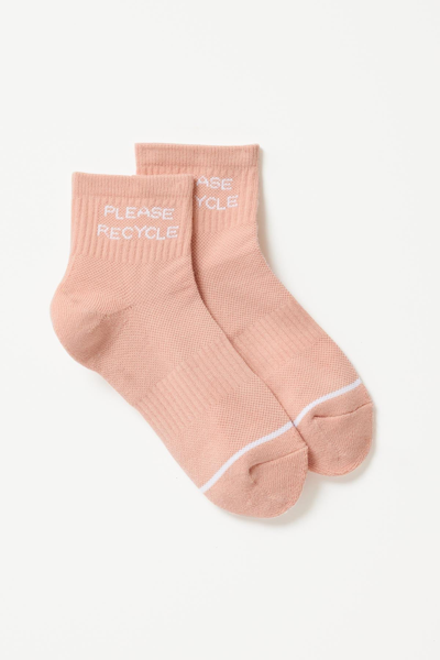 Girlfriend Collective Misty Rose Please Recycle Quarter Crew Sock