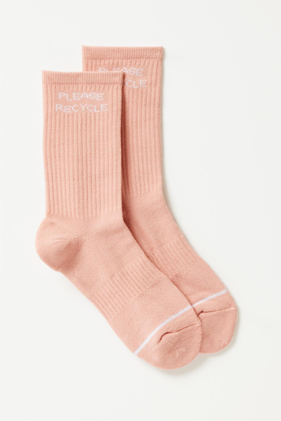Girlfriend Collective Misty Rose Please Recycle Crew Sock