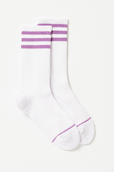 Girlfriend Collective White/violet Crew Sock