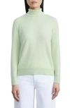 Lafayette 148 Metallic Trim Cashmere Turtleneck Sweater In Green