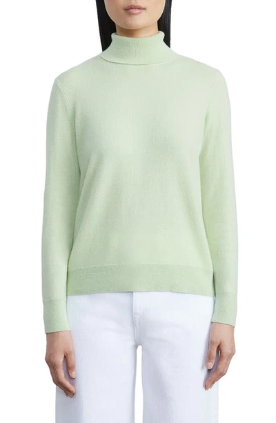 Lafayette 148 Metallic Trim Cashmere Turtleneck Sweater In Green