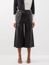 Loewe Cropped Nappa Leather Wide Leg Pants In Black