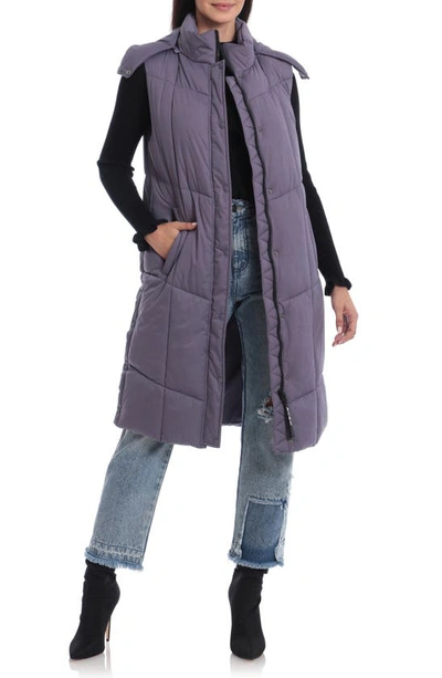 Avec Les Filles Thermalpuff™ Longline Hooded Puffer Vest In Dusk