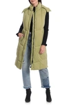 Avec Les Filles Thermalpuff™ Longline Hooded Puffer Vest In Green