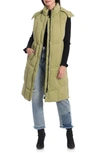 Avec Les Filles Thermalpuff™ Longline Hooded Puffer Vest In Fern