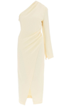 Nanushka Florence One-shoulder Asymmetric Midi Wrap Dress In Yellow