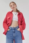 Bdg Stanley Waffle Button-down Top In Pink Combo
