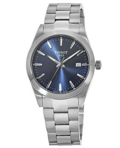 Pre-owned Tissot Gentleman Quartz Blue Dial Stainless Men's Watch T127.410.11.041.00