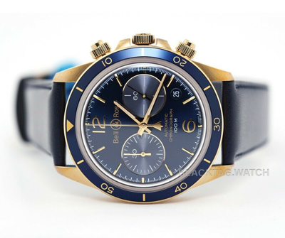Pre-owned Bell & Ross Br V2-94 Aeronavale Blue Bronze Brv294-blu-br/sca Limited Wristwatch