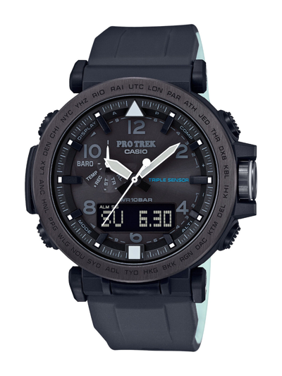 Pre-owned Casio Pro Trek Men's Solar Triple Sensor Black Band 51mm Watch Prg650y-1