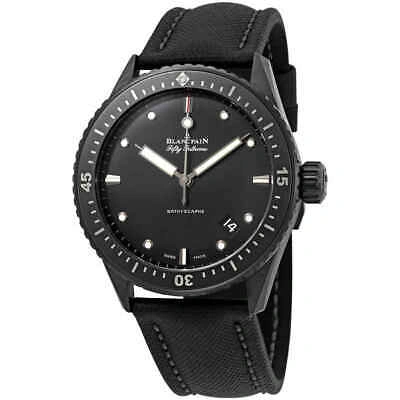 Pre-owned Blancpain Fifty Fathoms Bathyscaphe Automatic Black Dial Black Fabric Men's