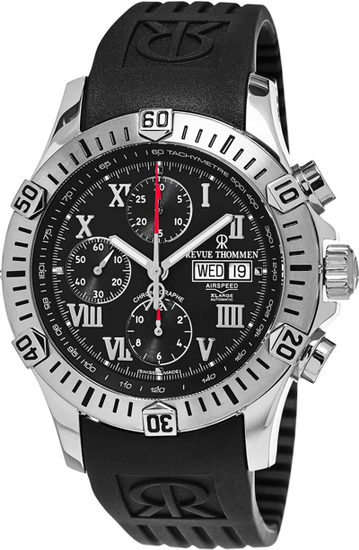 Pre-owned Revue Thommen Men's Airspeed Rubber Strap Chronograph Automatic Watch 16071.6837