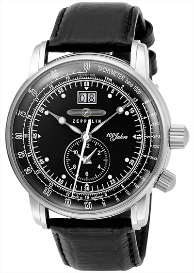 Pre-owned Zeppelin 100 Year Anniversary Model Black Dial 7640-2 Mens