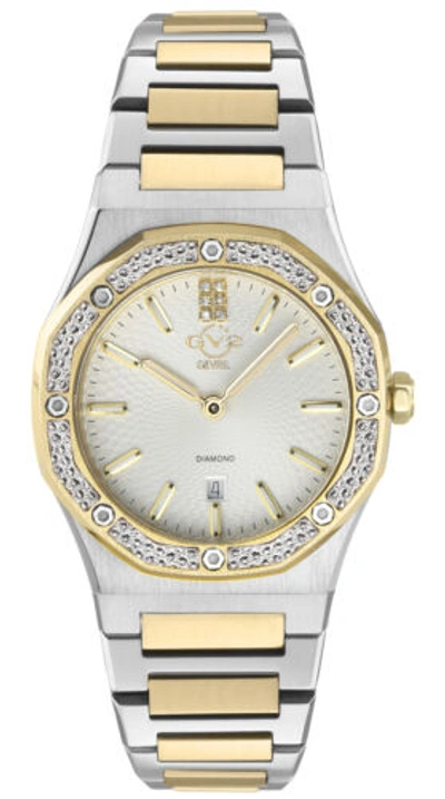 Pre-owned Gv2 By Gevril Women's 12700 Palmanova Diamond Two-tone Ip Steel Date Swiss Watch