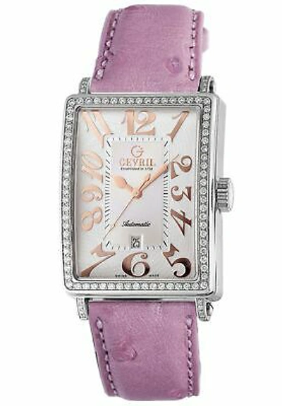 Pre-owned Gevril Women's 6208rl Glamour Automatic Diamond Pink Leather Wristwatch
