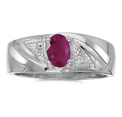 Pre-owned Ruby Mens Genuine  And Diamond Ring 10k White Gold - Free Ring Sizing In Dark Gray