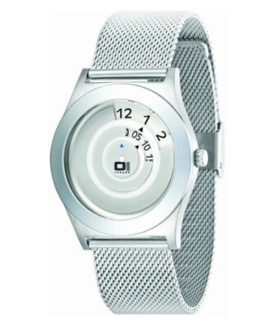 Pre-owned 01 The One Genuine  Spinning Wheel An06g09 Cool Design Fashion Watch Mesh Band In Silver
