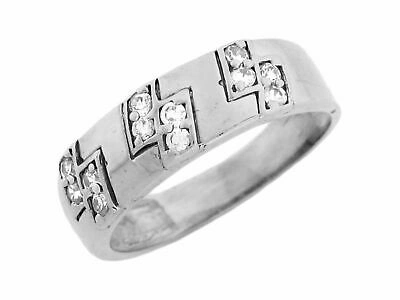 Pre-owned Jackani 10k Or 14k White Gold Unique Mens Round Cut Cz Ring