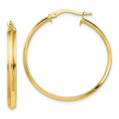 Pre-owned Accessories & Jewelry Italian 14k Yellow Gold High Polished 3mm Extra Large Knife Edge Hoop Earrings