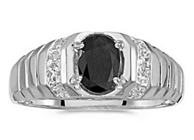 Pre-owned Black Diamond Mens Natural Black Onyx And Diamond Ring 10k White Gold - Free Ring Sizing