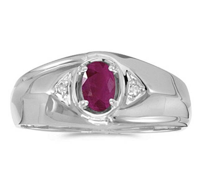 Pre-owned Ruby Mens Natural Genuine  And Diamond Ring 10k White Gold - Free Ring Sizing In Red